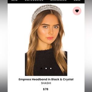 Shashi Empress Women’s OS Headband Black Velvet Crystals